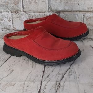 Ugh Red Suede Sheepskin Mules Clogs Shoes